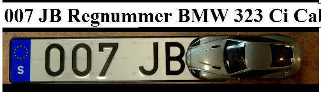registrations plate 007 JB&nbsp;