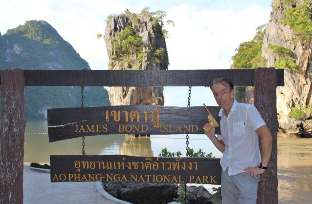  James Bond Island in Phang Nga Bay Thailand with James Bond 007 Museum founder Gunnar James Bond Sch�fer