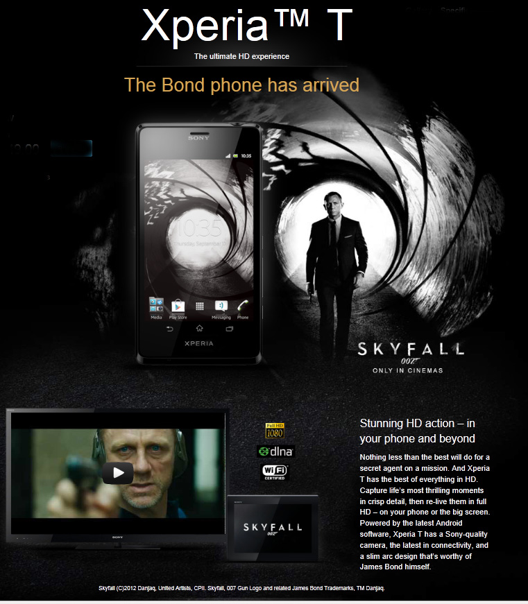 Sony Xperia T is James Bond smartphone in Skyfall&nbsp;